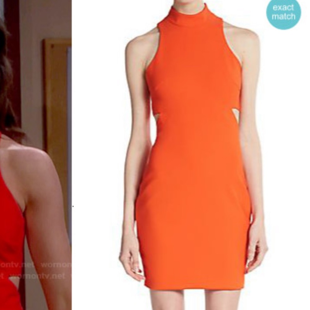 Elizabeth and James orange dress with side cutouts